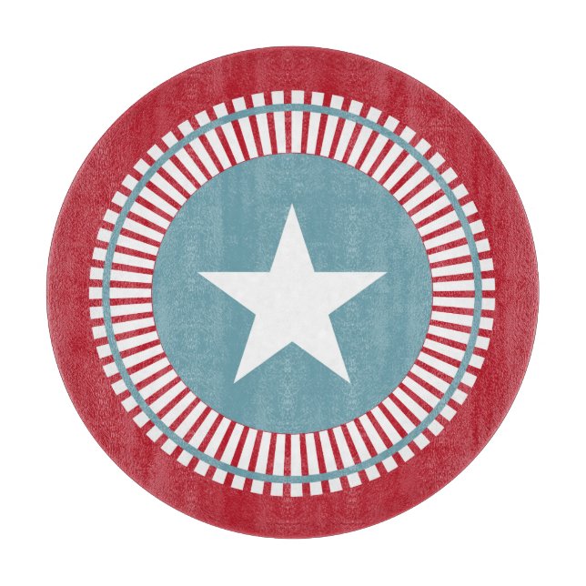Stars & Stripes 4th of July Glass Cutting Board (Front)