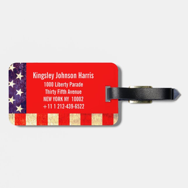 Stars & stripes America flag luggage tag (Back Horizontal)