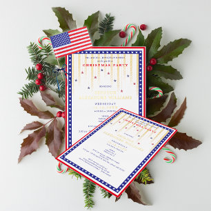 Stars & Stripes American Flag Christmas Fundraiser Foil Invitation