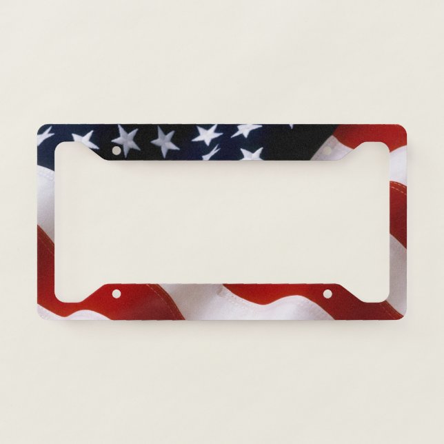 Stars & Stripes American Flag Patriot License Plate Frame (Front)