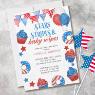 Stars Stripes and .. Fourth of July Baby Shower Invitation