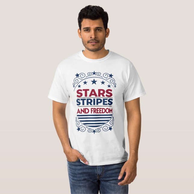 Stars, Stripes, and Freedom 4th of July T-Shirt (Front Full)