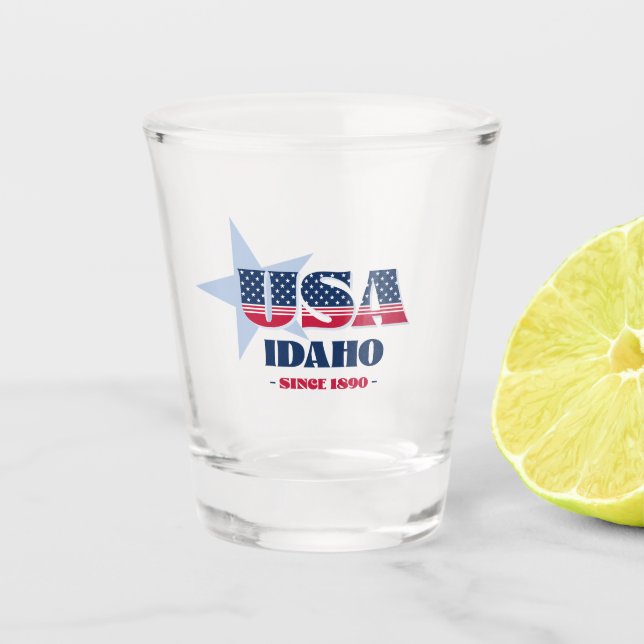 Stars, Stripes, and Idaho 1890 Shot glass (Front)