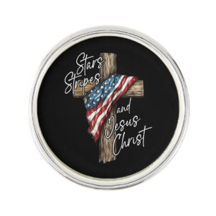 Stars Stripes and Jesus Christ Faith Patriot Lapel Pin