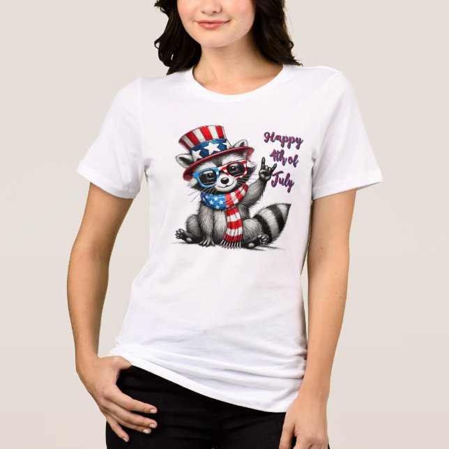  Stars, Stripes, and Mischief—Patriotic Raccoon  Tri-Blend Shirt (Front)
