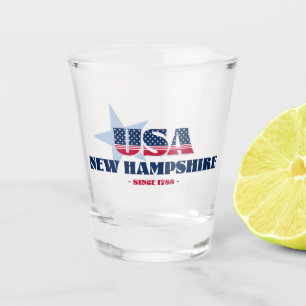 Stars, Stripes, and New Hampshire Shot glass