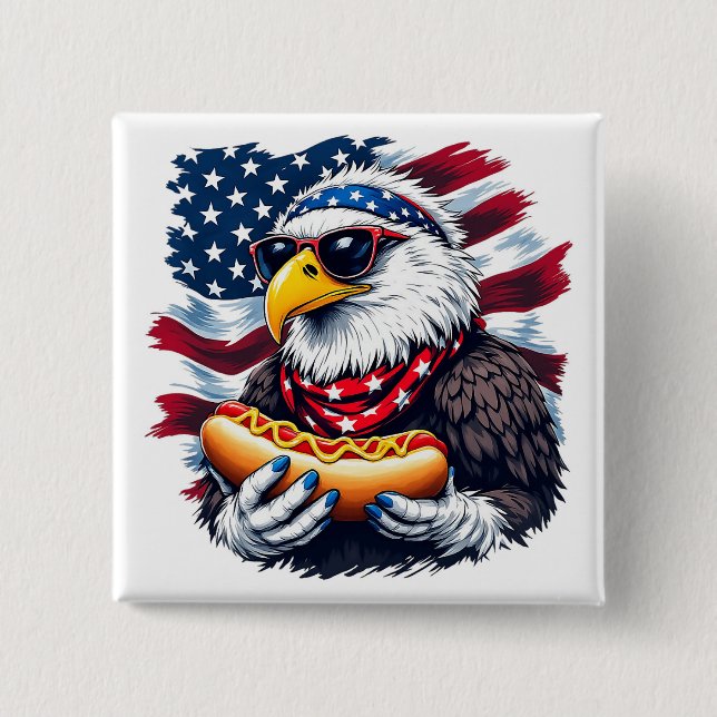 Stars, Stripes, and Sizzling Bites Button (Front)