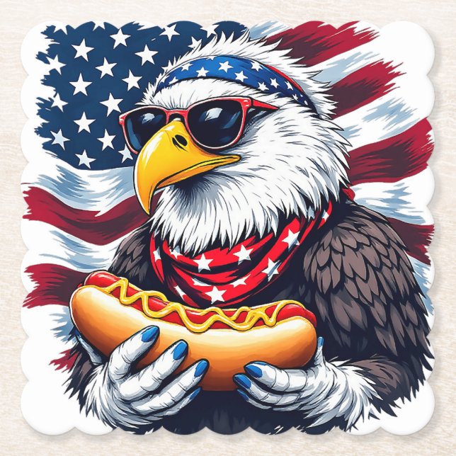 Stars, Stripes, and Sizzling Bites Paper Coaster (Front)