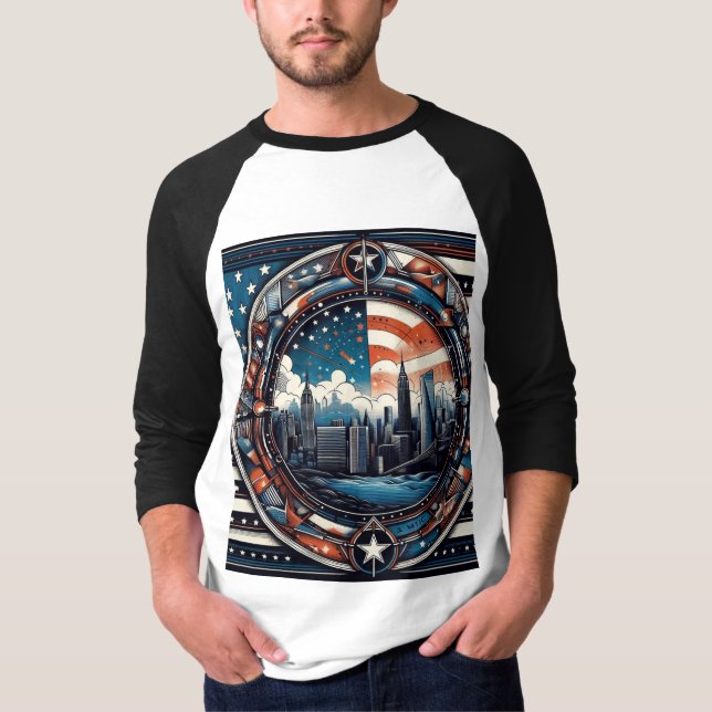 "Stars, Stripes, and Style: Trendy US-Inspired Tee (Front)