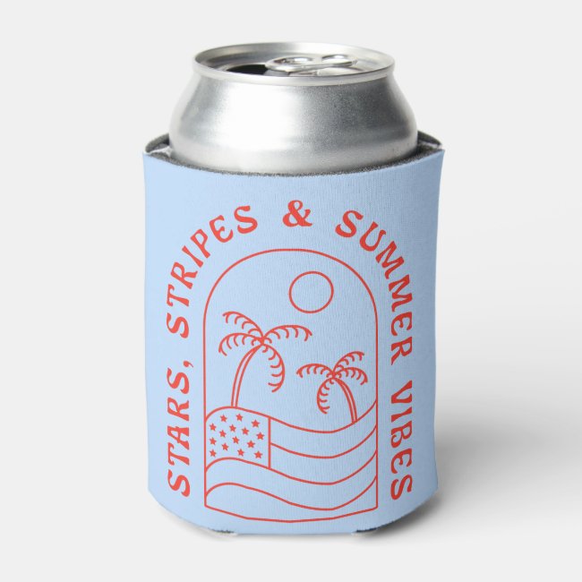 Stars Stripes and Summer Vibes Can Cooler