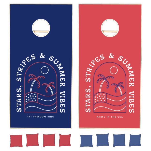 Stars Stripes and Summer Vibes Cornhole Set (Set)
