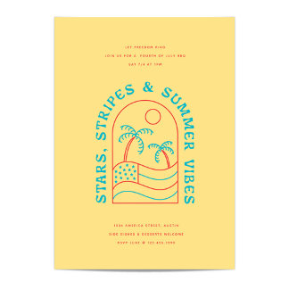 Stars Stripes and Summer Vibes July 4th BBQ Party Invitation
