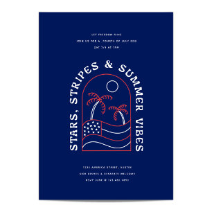 Stars Stripes and Summer Vibes July 4th BBQ Party Invitation
