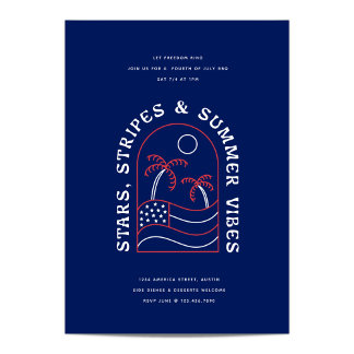 Stars Stripes and Summer Vibes July 4th BBQ Party Invitation