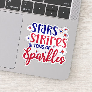Stars Stripes and Tons Of Sparkles 4th Of July Sticker