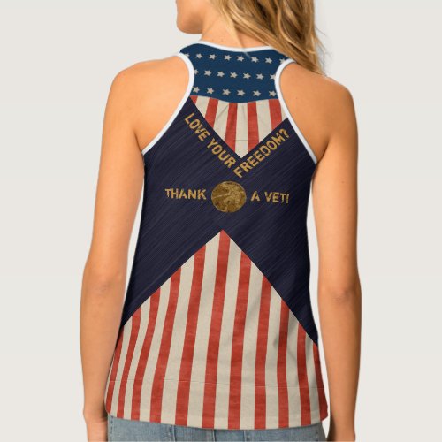 STARS STRIPES and USA MILITARY VETS Personalize Tank Top