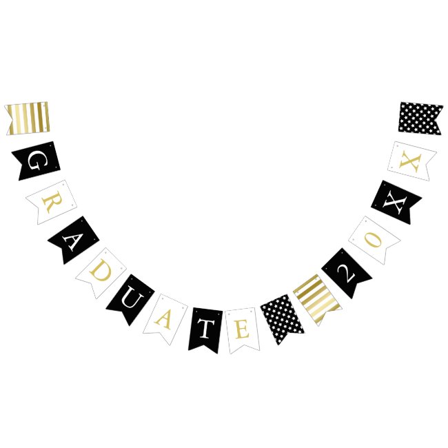 Stars & Stripes | Black White Gold | Graduate Bunting Flags