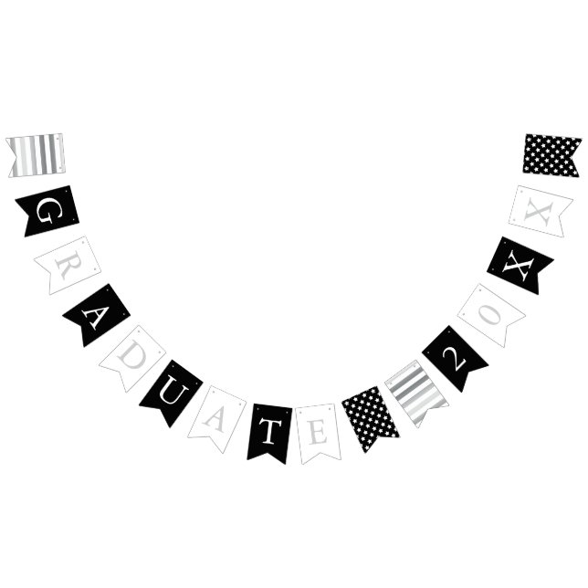 Stars & Stripes | Black White Silver | Graduate Bunting Flags (All)