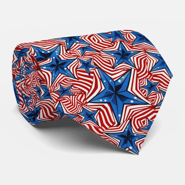 Stars & Stripes Bold Pattern Neck Tie (Rolled)