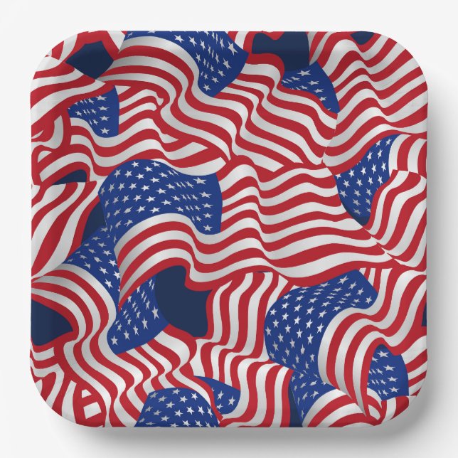 Stars & Stripes Celebration Paper Plates (Front)