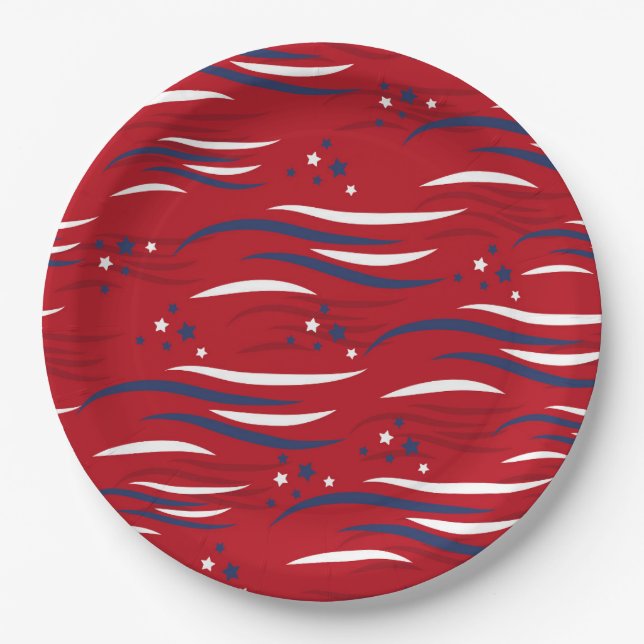 Stars & Stripes Celebration Paper Plates (Front)