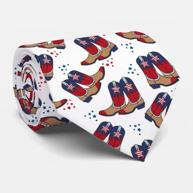 Stars, Stripes & Cowboy Boots  Neck Tie (Rolled)