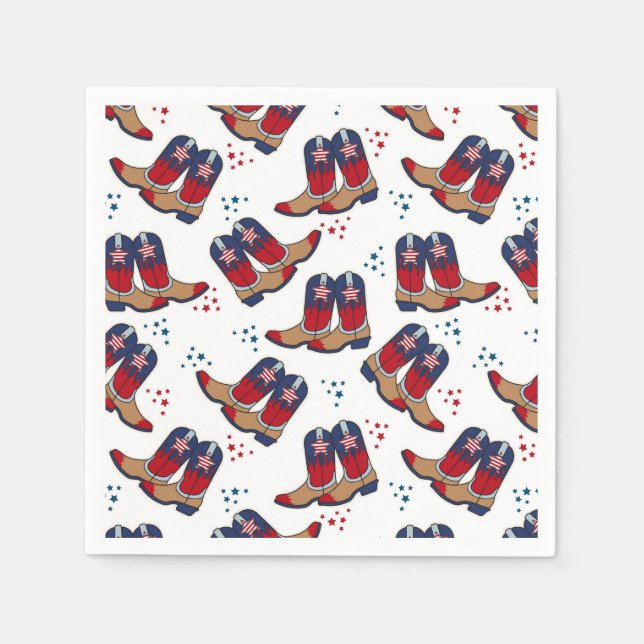 Stars, Stripes & Cowboy Boots – Patriotic Party  Napkins (Front)