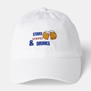 Stars Stripes & Drinks Funny Patriotic 4th of July Hat