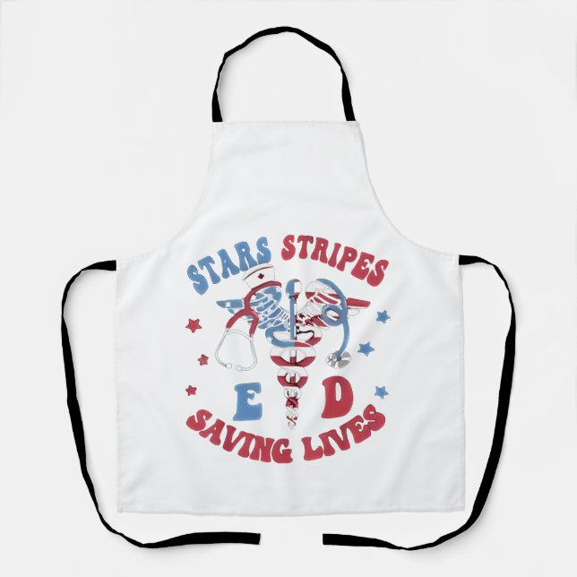Stars Stripes E D Saving Lives Apron (Front)