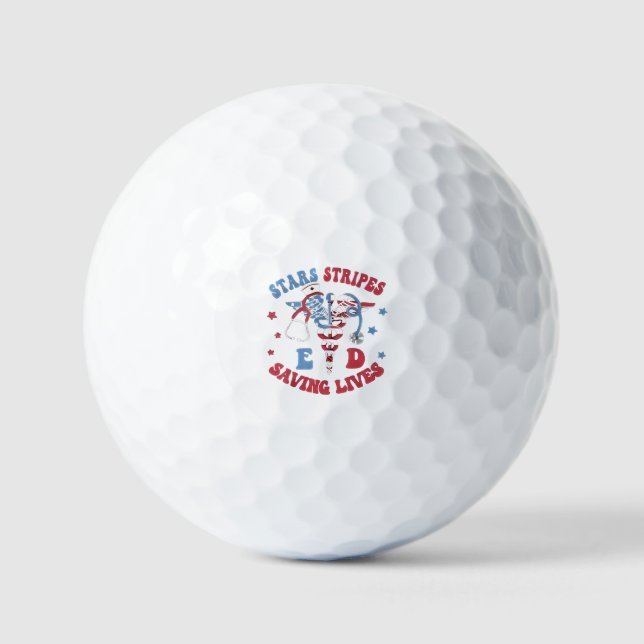 Stars Stripes E D Saving Lives Golf Balls (Front)