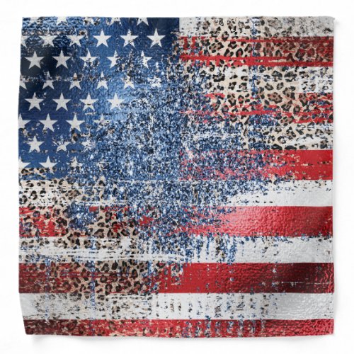  Stars Stripes Flag Leopard USA AP27 Distressed Bandana