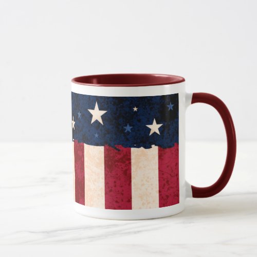 Stars  Stripes Folk Art Style USA Flag Patriotic Mug