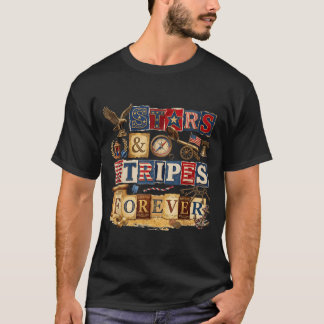 Stars Stripes Forever Patriotic Americana Vintage T-Shirt