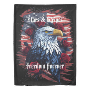 Stars Stripes Freedom Forever Eagle American Flag Duvet Cover