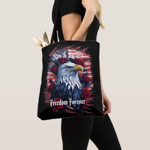 Stars Stripes Freedom Forever Eagle American Flag Tote Bag