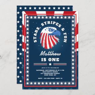 Stars Stripes & Fun All American 1st Birthday Invitation