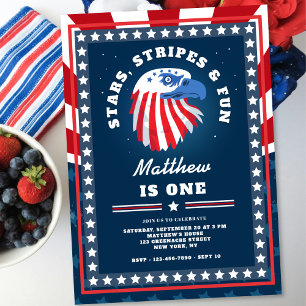 Stars Stripes & Fun All American 1st Birthday Invitation