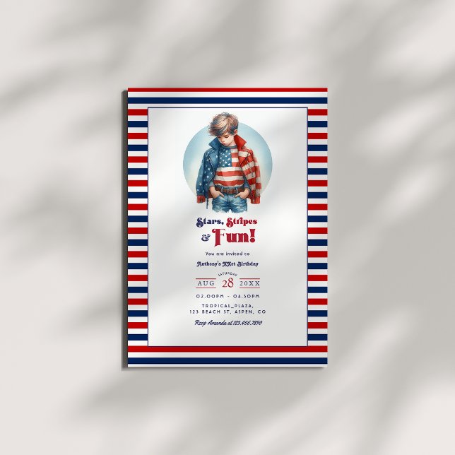 Stars, Stripes & Fun | All American Boy Birthday Invitation (Stars, Stripes & Fun | All American Boy Birthday Invitation)