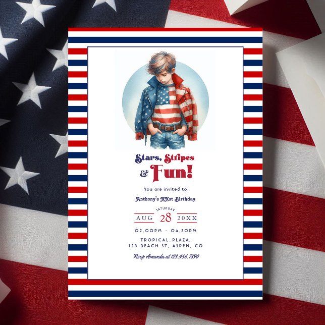 Stars, Stripes & Fun | All American Boy Birthday Invitation (Stars, Stripes & Fun | All American Boy Birthday Invitation)