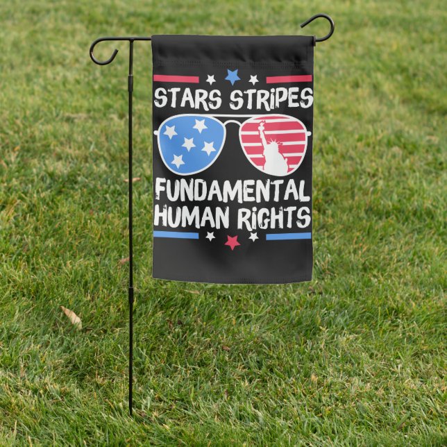 Stars Stripes Fundamental Human Rights Garden Flag (In SItu)