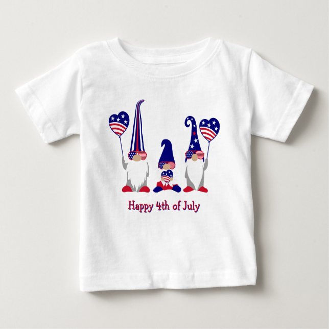 Stars, Stripes & Gnome Delight Baby T-Shirt (Front)