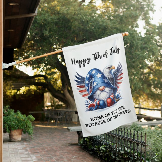 Stars, Stripes, & Gnome Pride  House Flag (In SItu)