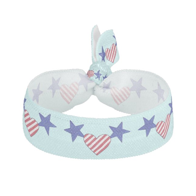 Stars Stripes Hearts Patriotic Hair Ties (Front)