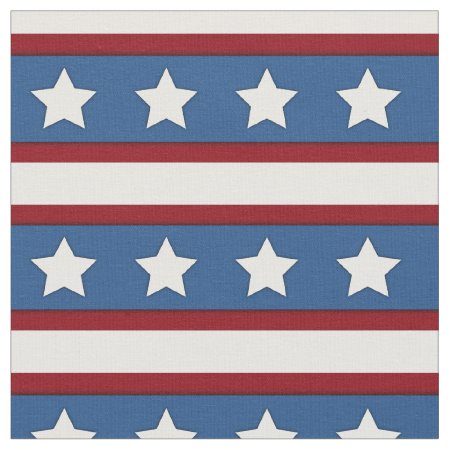 Stars & Stripes Horizontal Red White Blue Fabric