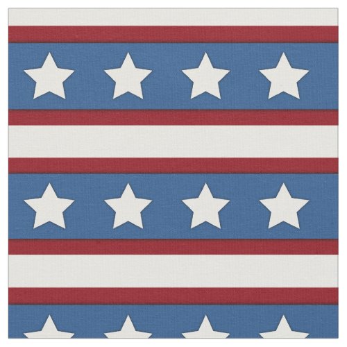 Stars  Stripes horizontal red white blue Fabric