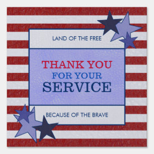 Stars Stripes Leather Patriotic Veteran Thank You Sign