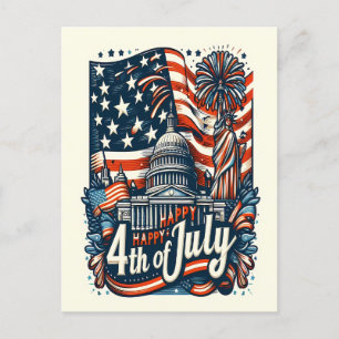 Stars, Stripes, Liberty Happy 4th of July Holiday Postcard