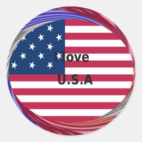 Stars  Stripes  Love A Patriotic USA Design  Classic Round Sticker