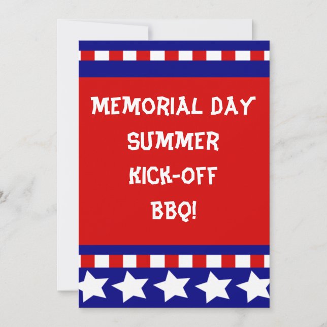 Stars & Stripes Memorial Day July 4 Invitations (Front)