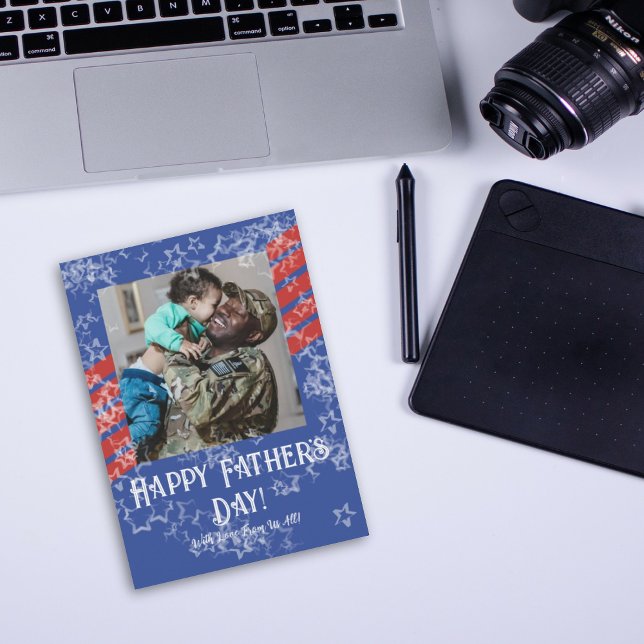 Stars & Stripes Military Father's Day Photo Card (Creator Uploaded)